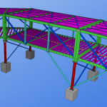 Melbourne Airport Templink project, 3D steel detailing model showing adjacent modules mitre cut to form a corner